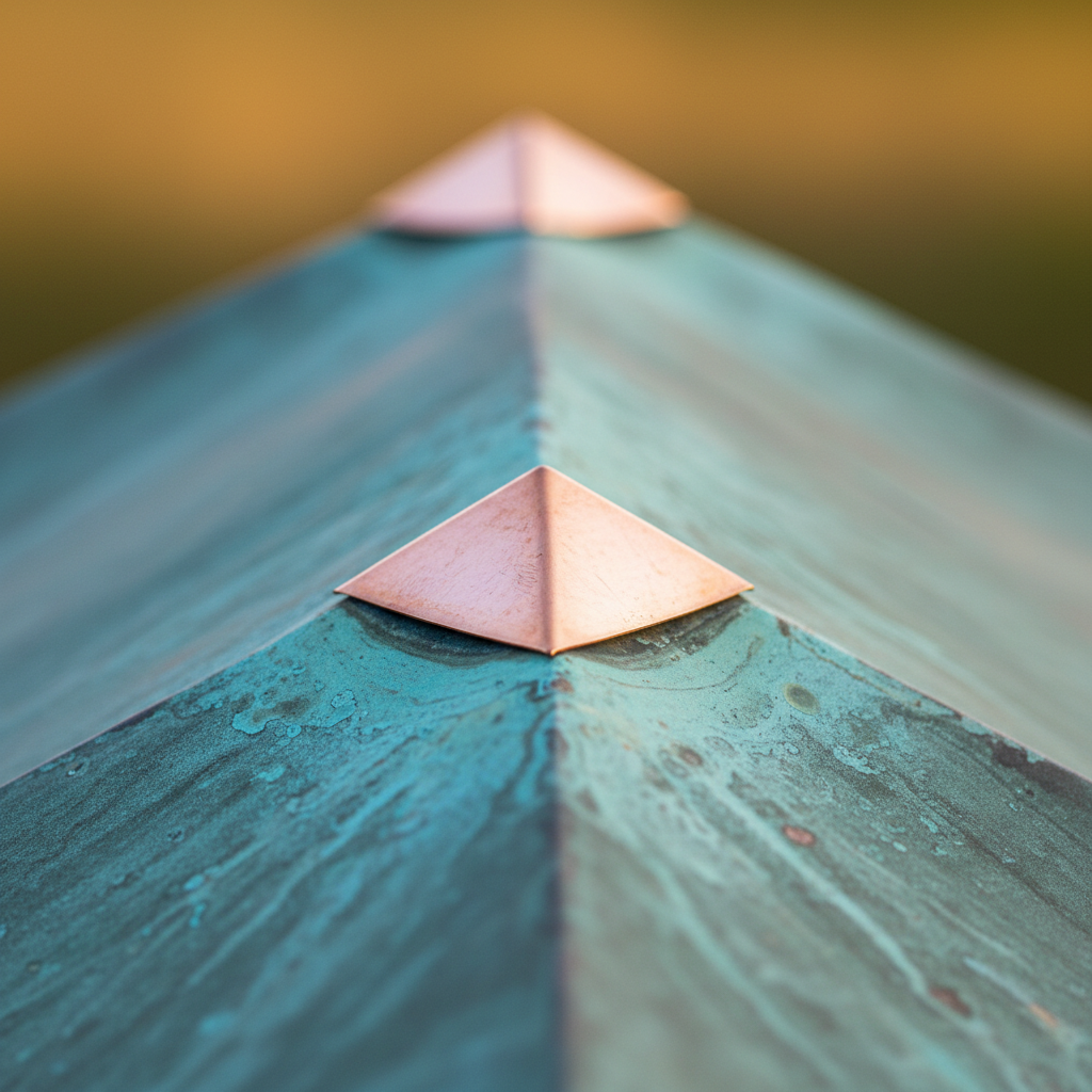 Standing-seam copper roofing detail.